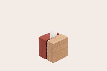 Funquetry Tissue Holder Square Natural/Red